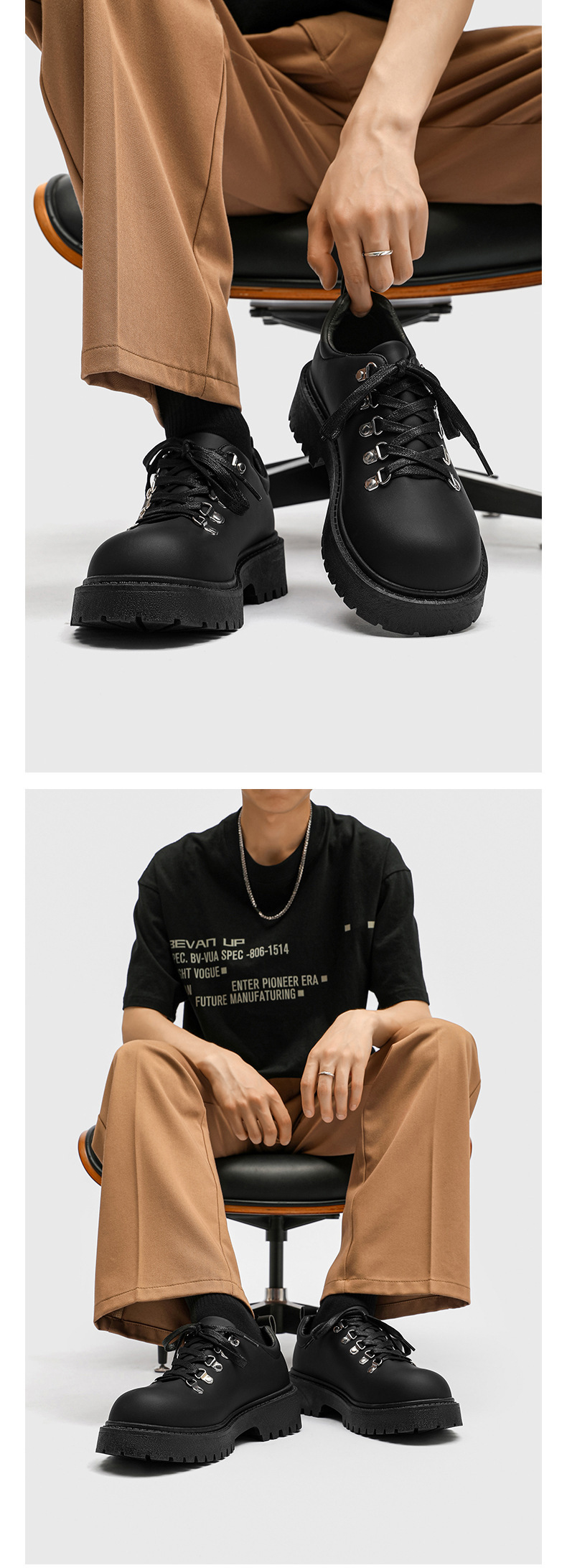 ShoeVault Autunno Nuovo di Nicchia Suola Spessa Pelle Opaca Per Uomo Punta Rotonda Derby Aumento Altezza Stile Britannico Lavoro Trendy Uomo_voghion.com