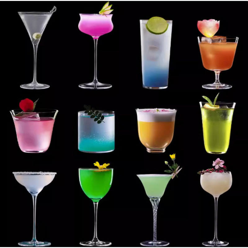 Copa de cóctel Margaret japonesa Copa de torre de cristal de patas altas Copa de cóctel de bar Copa de vino de frutas Martini