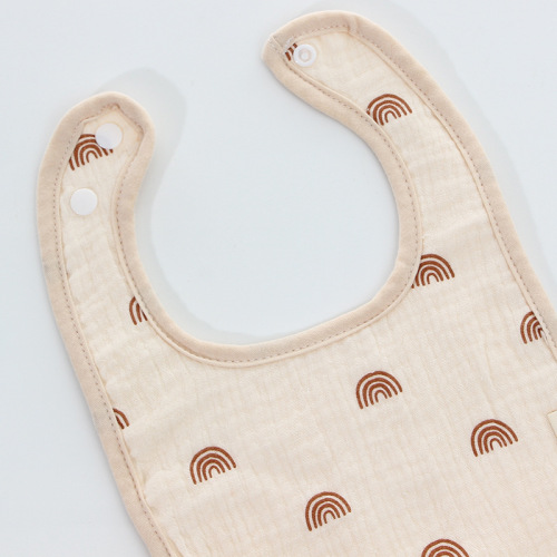 Six-layer cotton gauze U-shaped bib baby saliva napkin children's eating bib baby anti-vomiting milk napkin back-button bib