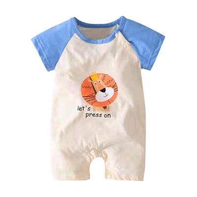 children one-piece garment summer Male baby Climbing clothes Socket Short sleeved Romper Jumpsuit Color matching Thin section One piece On behalf of