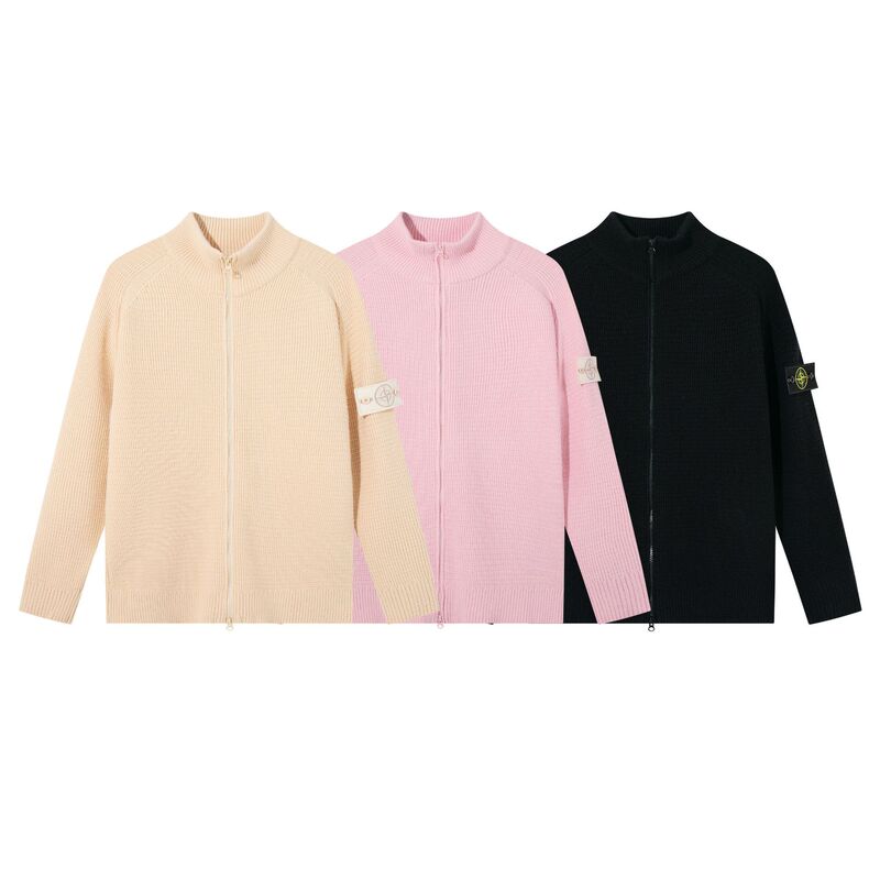 25 Cross-Border Foreign Trade Ghost Stand-Up Collar Zip-Up Knit Cardigan Unisex Long-Sleeve Sweater Jacket
