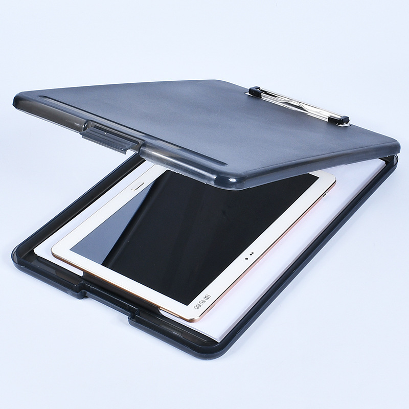 Plástico grueso A4 color sólido con gancho Clip de una sola fuerza Escritura Clip plano Caja de archivos de oficina Clip Caja de almacenamiento