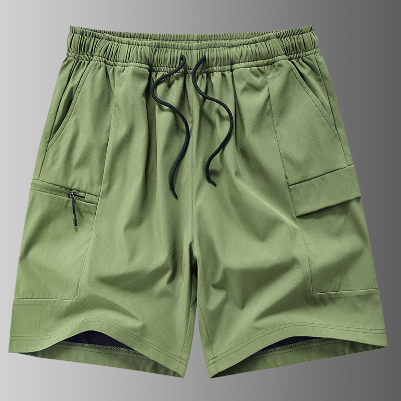 Transfronterizo 2025 verano nuevo multi-bolsillo cremallera pantalones cortos deportivos casuales delgados para hombres fuera