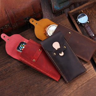 European and American retro single leather watch storage bag electronic bracelet protective cover retro mechanical watch storage bag