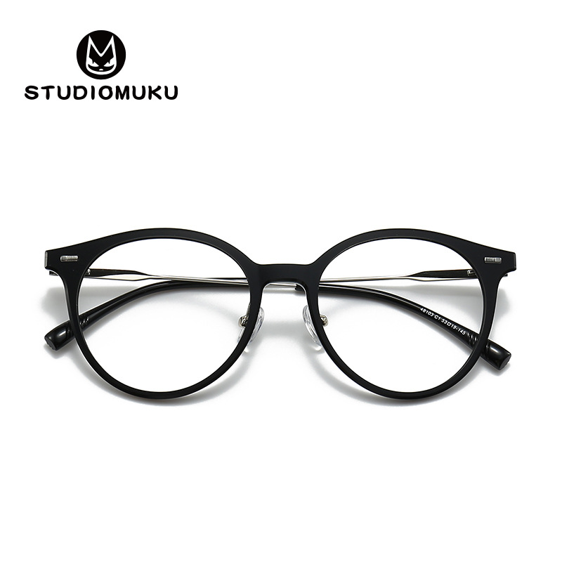 STUDIOMUKU gafas de madera fresca gafas redondas ovaladas marco liso gafas decorativas gradiente marco gafas image 3