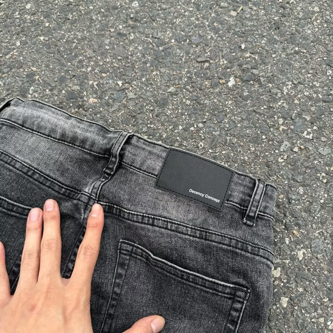 Men's High Street Washed Black Fleece Lined Jeans Straight Leg Slim Fit Slightly Flared Stretch Pants_mkmklike.com