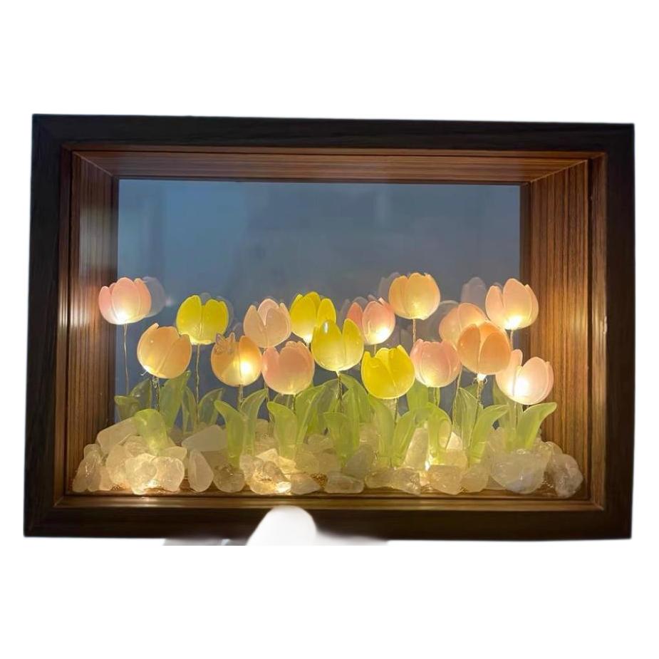 Tulipanos de contracción térmica marco decoración de decoración de luces nocturnas DIY paquete de materiales regalo creativo para amigos del Festival del Medio Otoño