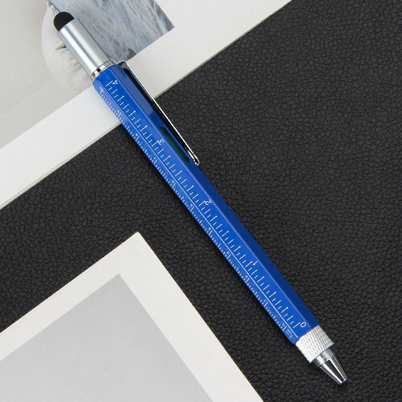 Regla de Metal Multifuncional 6 en 1 con Pantalla Táctil, Nivel, Destornillador Hexagonal y Bolígrafo