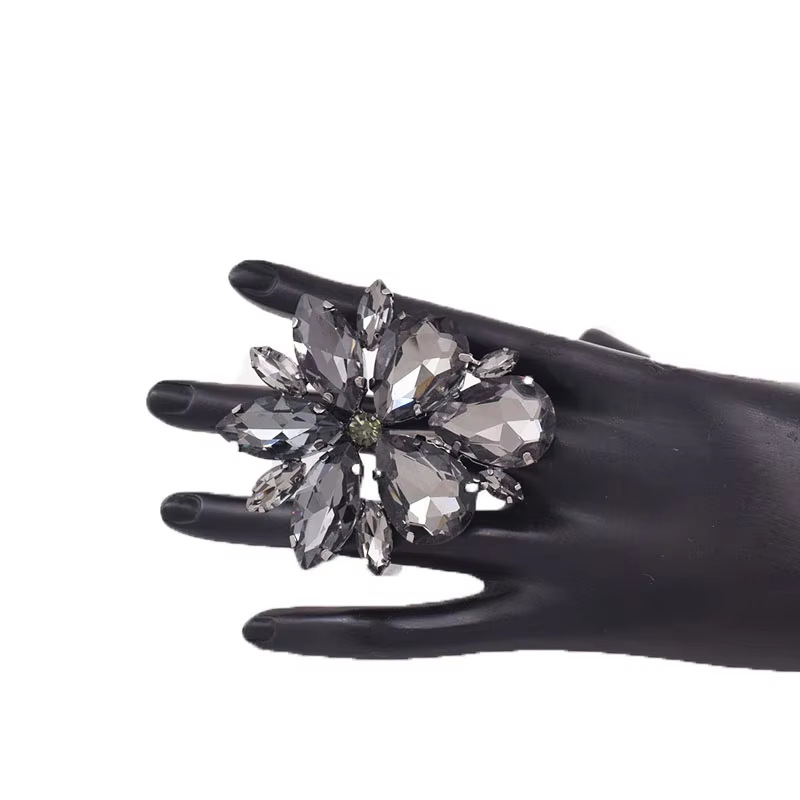 fashion all match party personality exaggerated ring flower ring colorful simple design shiny ring female_voghion.com