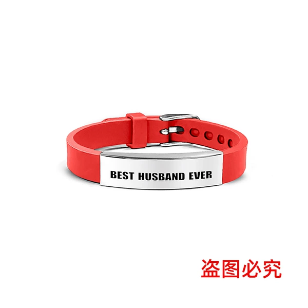Red silicone silver bracelet