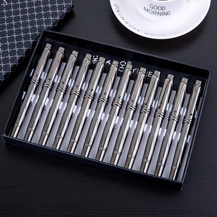 Bolígrafo Yiren 878 plateado, bolígrafo rollerball para hombres de negocios, bolígrafo de gel negro metálico, bolígrafo de oficina