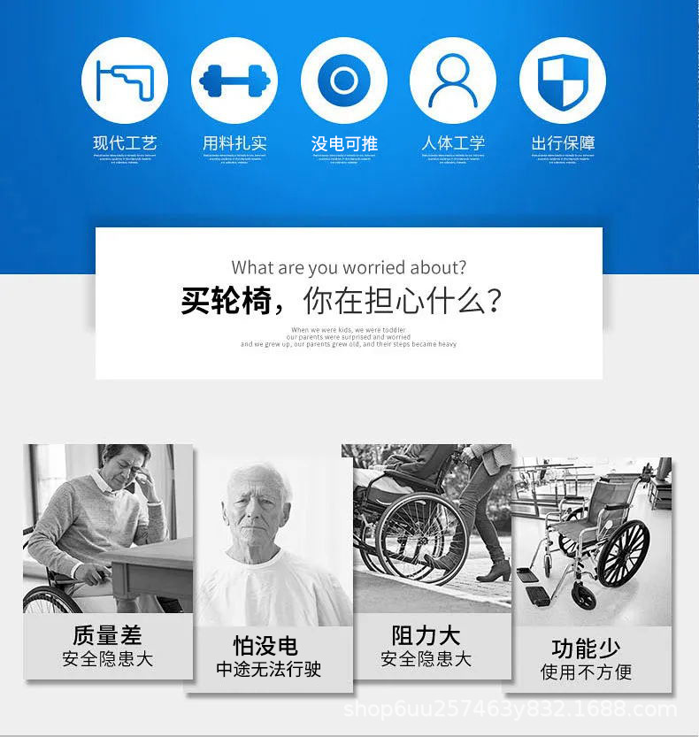 Electric Wheelchair for Disabled Elderly Mobility, Foldable Intelligent Fully Automatic Four-Wheel Mobility Wheelchair for the Elderly