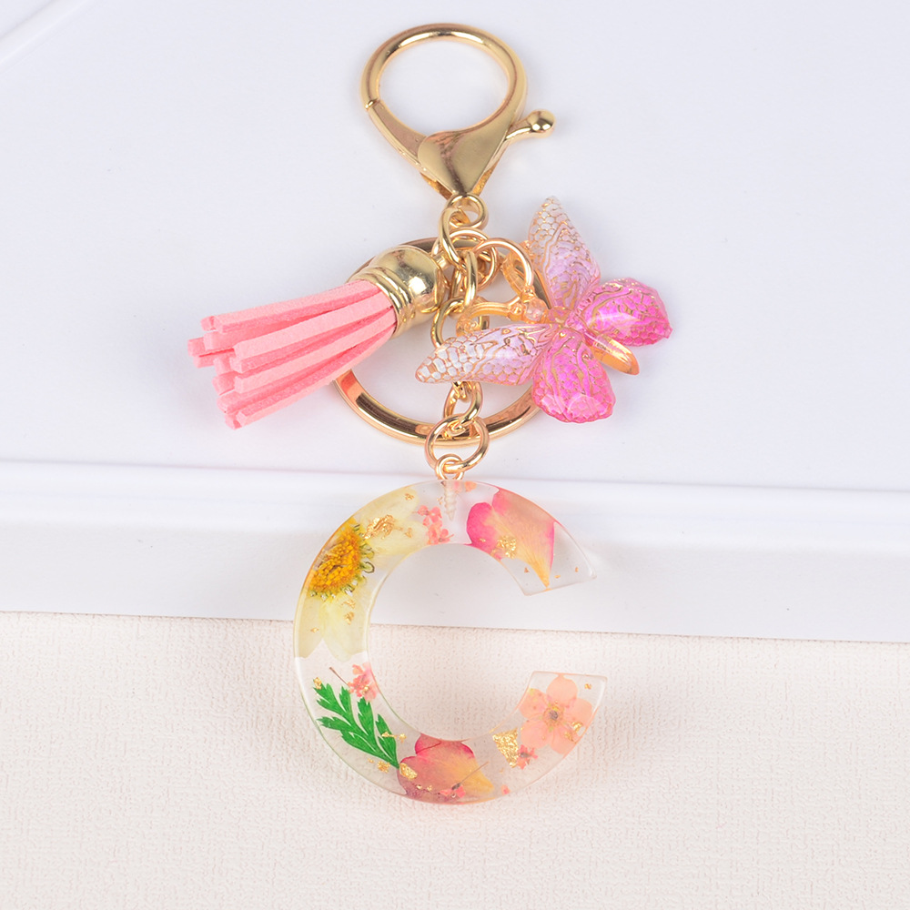 Original Design Letter Butterfly Plastic Epoxy Flowers Bag Pendant Keychain display picture 3