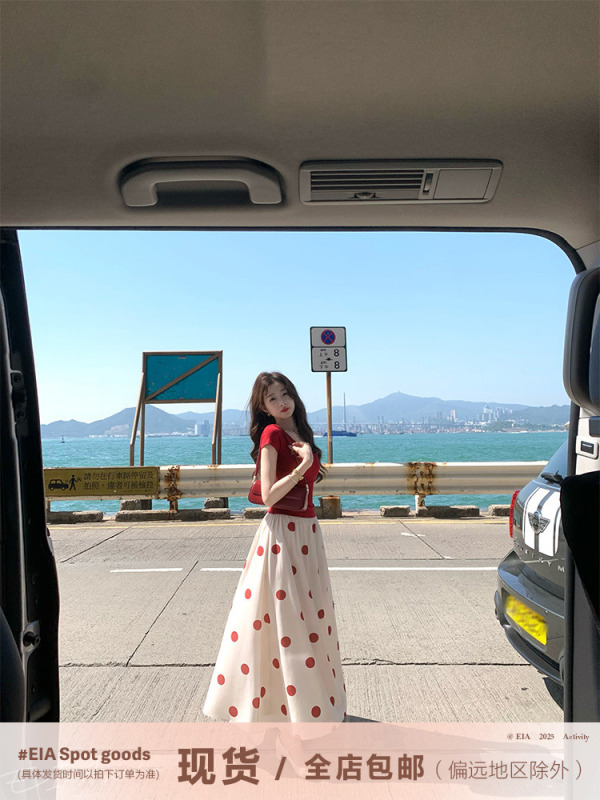 EIA一尧【波尔卡乐章】港风气质半身裙女夏韩系温柔减龄波点a字裙|undefined