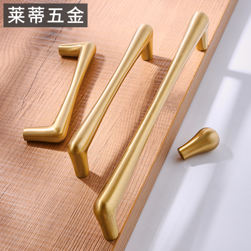 Full brass cabinet handle, modern luxury gold, minimalist teardrop single hole solid drawer cabinet liquor cabinet pull