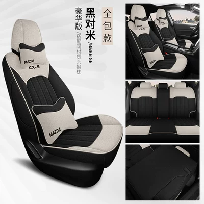 All-Season Linen Car Seat Cover, Modelə uyğun (Original) oturacaq örtükləri - black-vs-rice-deluxe-edition-full-coverage-rear-seats-mazda-cx-5