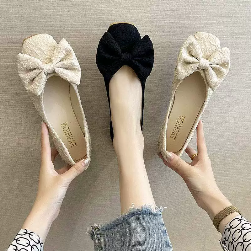 Женские туфли Doudou 2025, новые летние универсальные туфли с бантиком, нежные вечерние туфли в стиле феи, сладкие балетки.