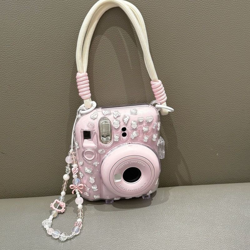 【mini12透明外壳】instax水晶壳拍立得硬壳相机保护壳壳子链条潮