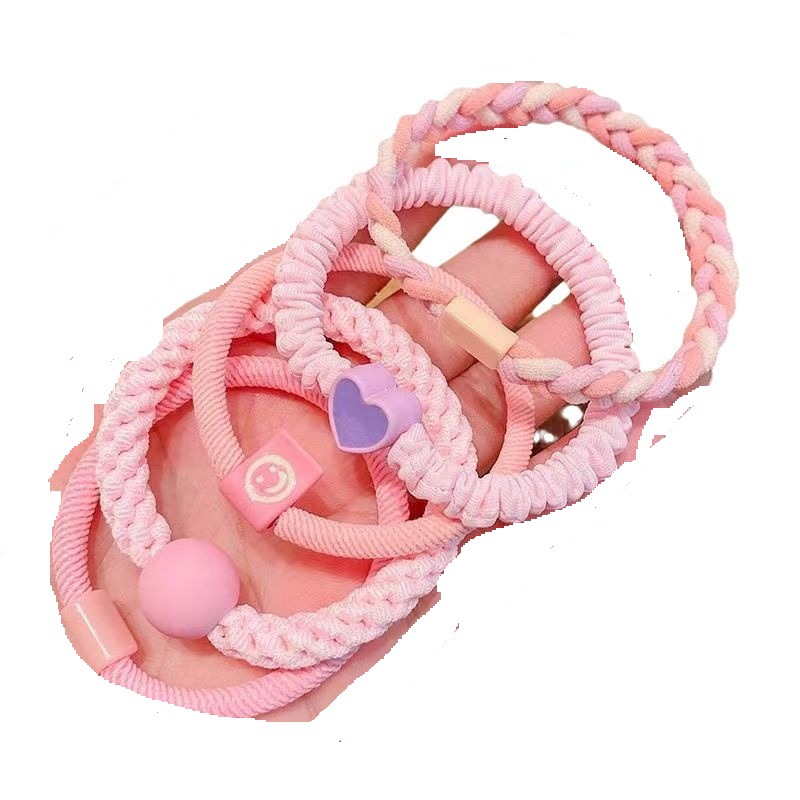 5 cuerda de cabello coreana set de explosión de alto valor facial de la cabeza de la niña adorable joyería para el cabello de la niña cola de caballo