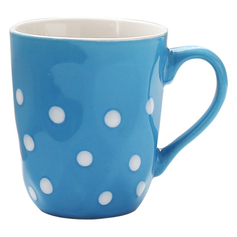 Al por mayor del color caramelo Polka Dot Taza de cerámica desayuno leche taza café Regalo boda se puede establecer