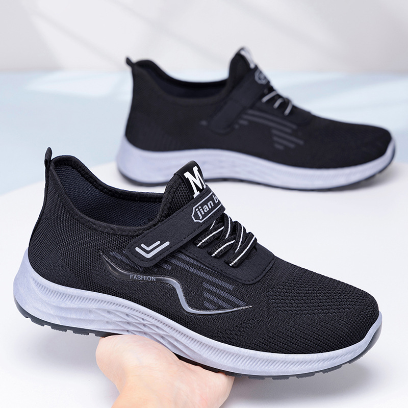 Zapatos sneaker transfronterizo para hombre zapatos de hombre malla transpirable y sin olor zapatos deportivos Velcro zapatos de papá de talla grande