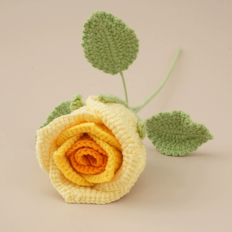 Винное стекло роза отделка чисто ручное плетение букет домашняя декора crochet имитационный цветок шерстяной подарок для подруги