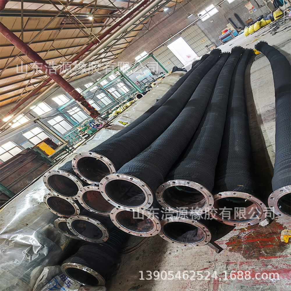 大口径法兰橡胶黑胶管耐高压抗老化链接方便大口径法兰钢丝软管