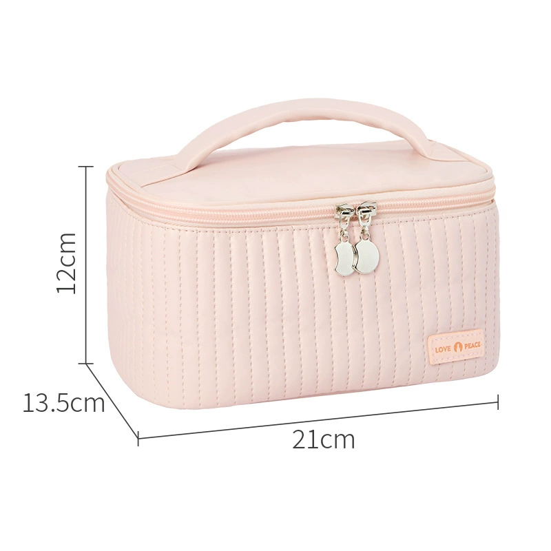 Polyurethane handheld cosmetic bag, capacious organizer bag, high-quality style