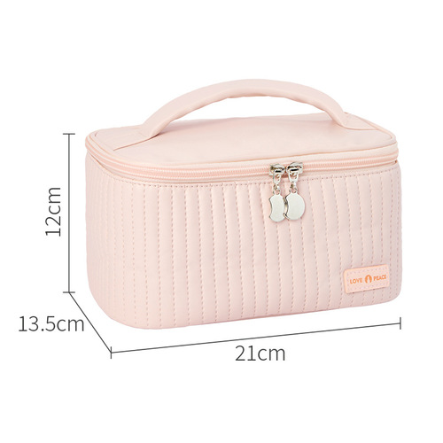 New open lid cake cosmetic bag PU solid color portable toiletry bag cosmetics portable storage bag cosmetic bag wholesale