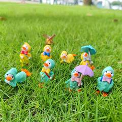 Cute Duck Small Ornament Cartoon Raincoat Moss Miniature Landscape DIY Gardening Decor Desk Ornament Wholesale