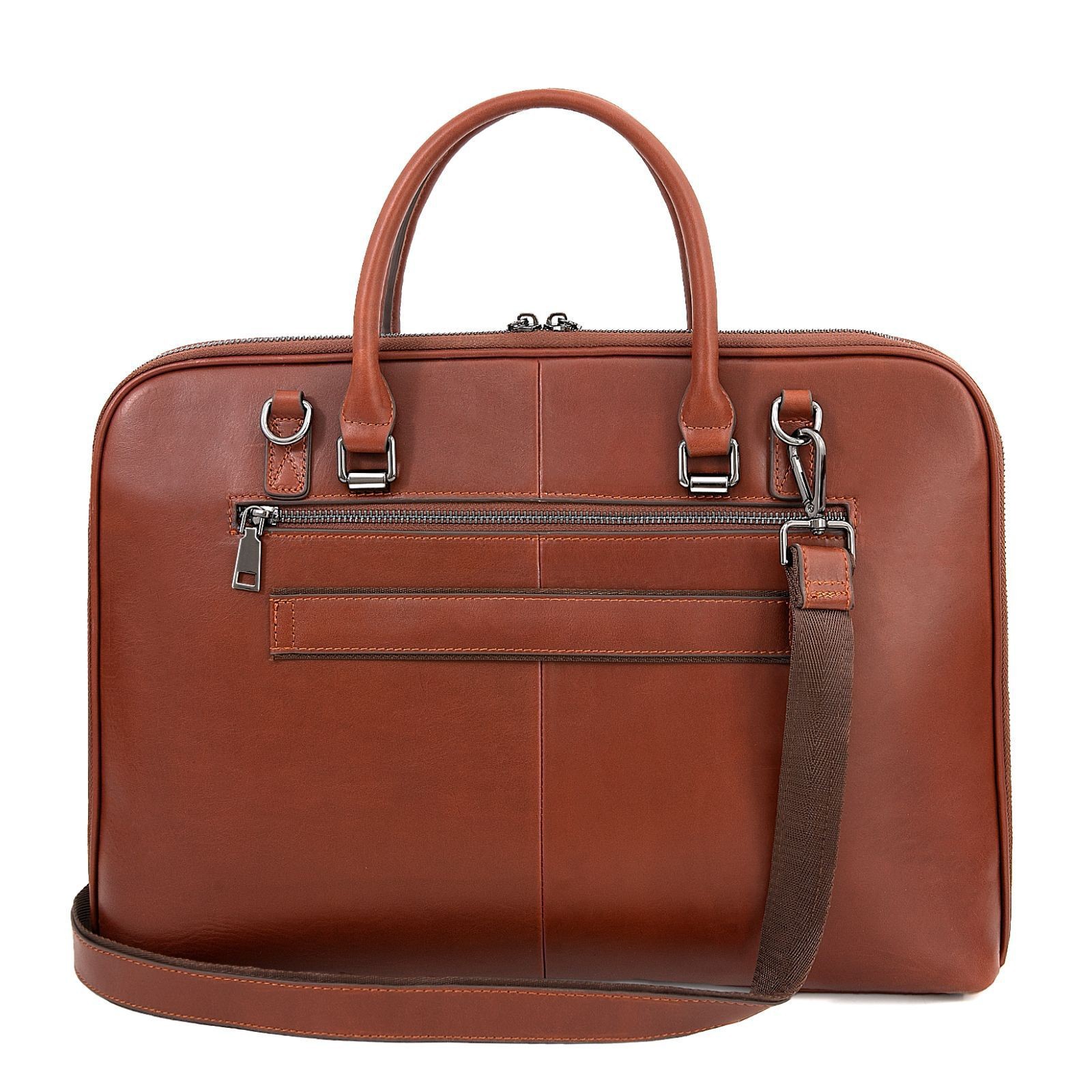 Men's Leather Briefcase Business Document Bag Large Capacity New Laptop Bag - Thumbnail 5