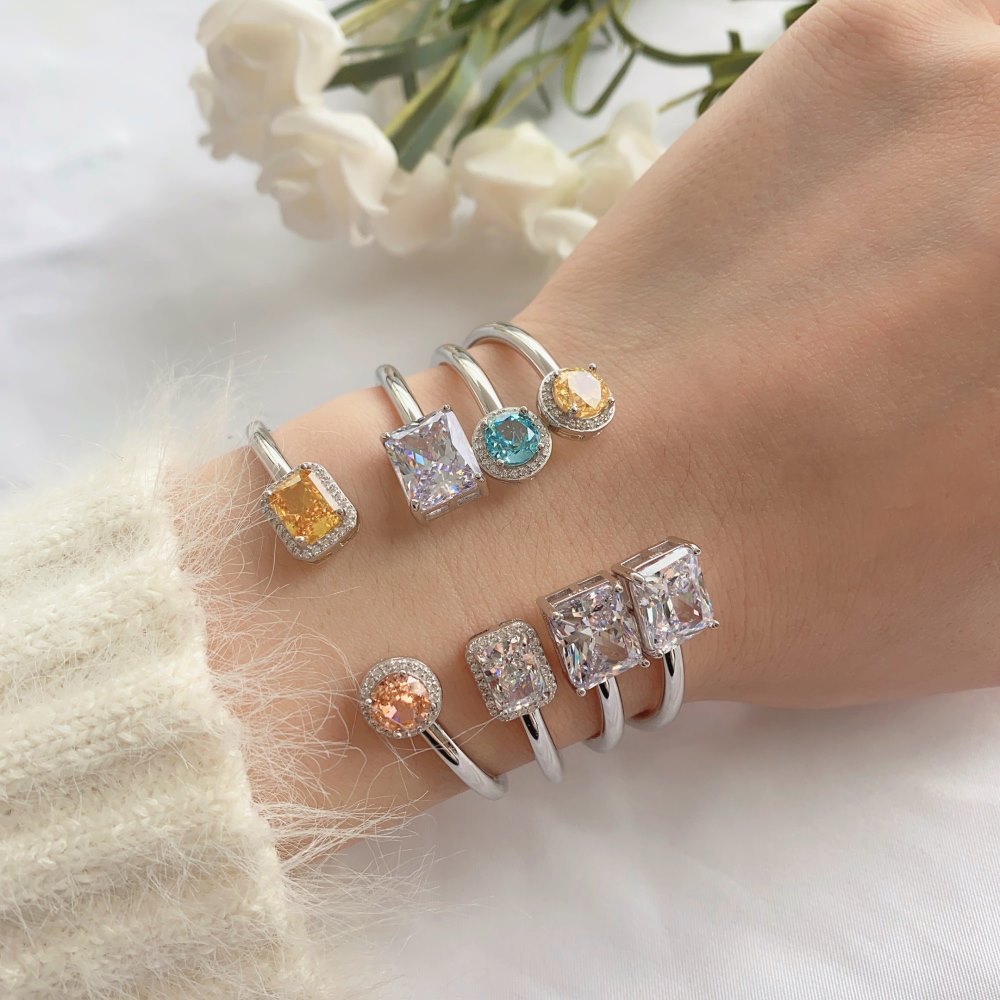 15g Weight Zircon Inlay Material Bangle Classification 1 Piece Quantity Daily Occasion 925 Sterling Silver Bangle Simple Style