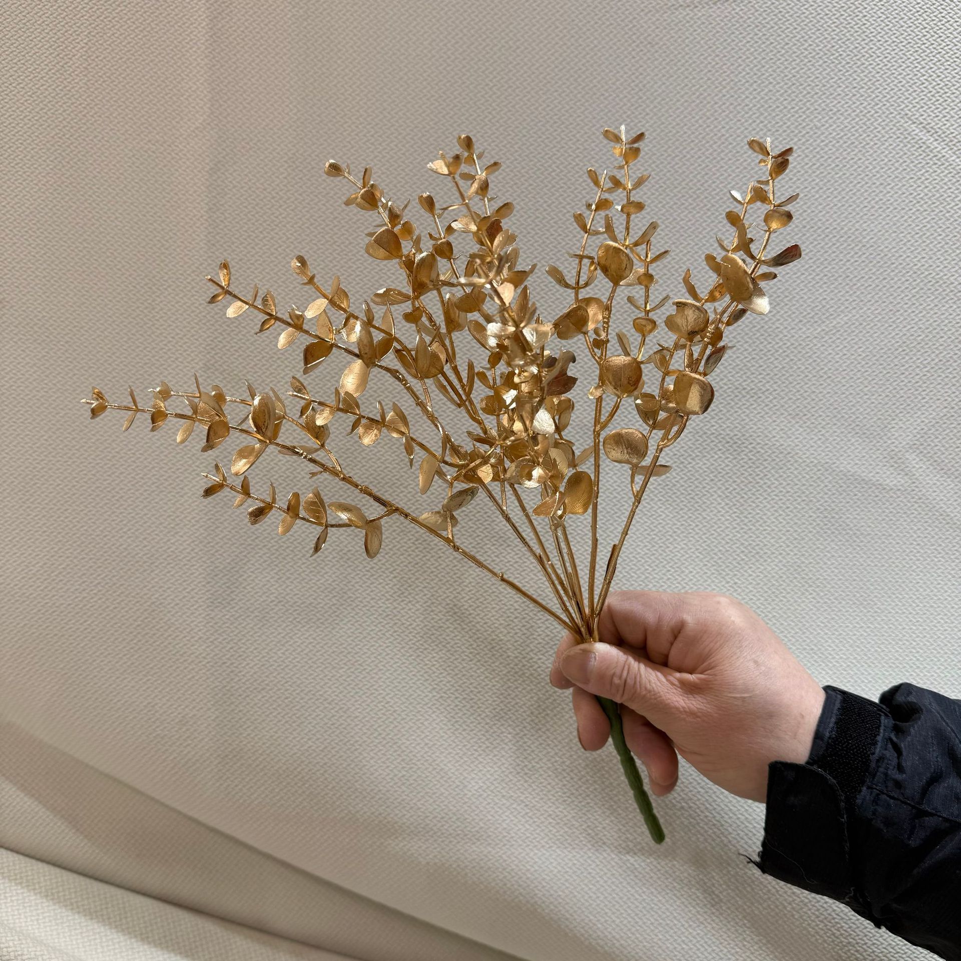 Flor de simulación dorada Phalaenopsis flor dorada de Año Nuevo 3 hortensias de madera flor de plástico dorado hoja dorada material de flor dorada