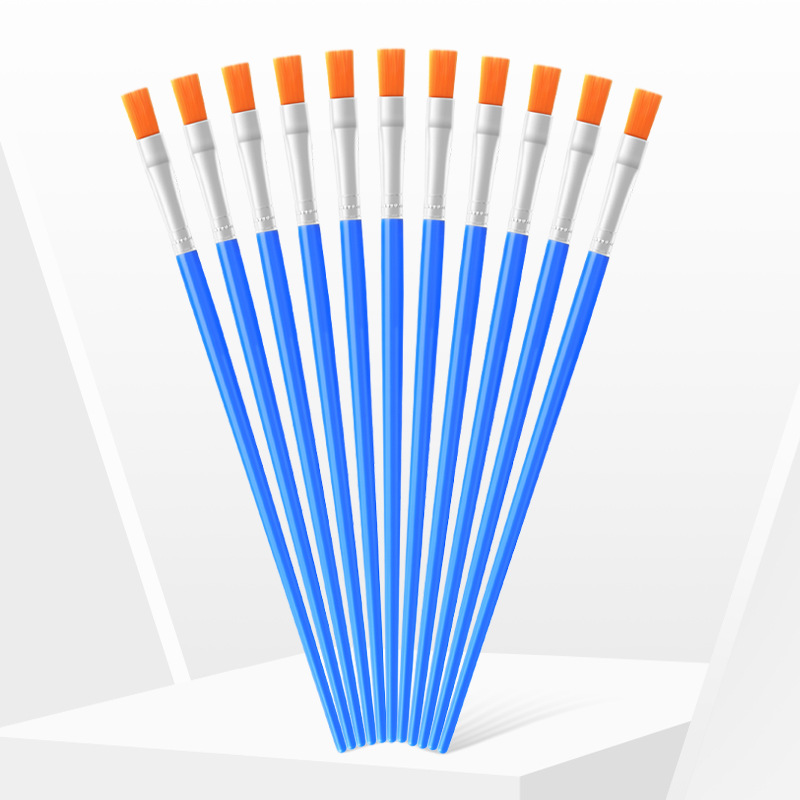 Children's DIY Plaster Painting Flat Brush Acrylic Paint Nylon Brush Plastic Handle Flat Digital Oil Painting Brush