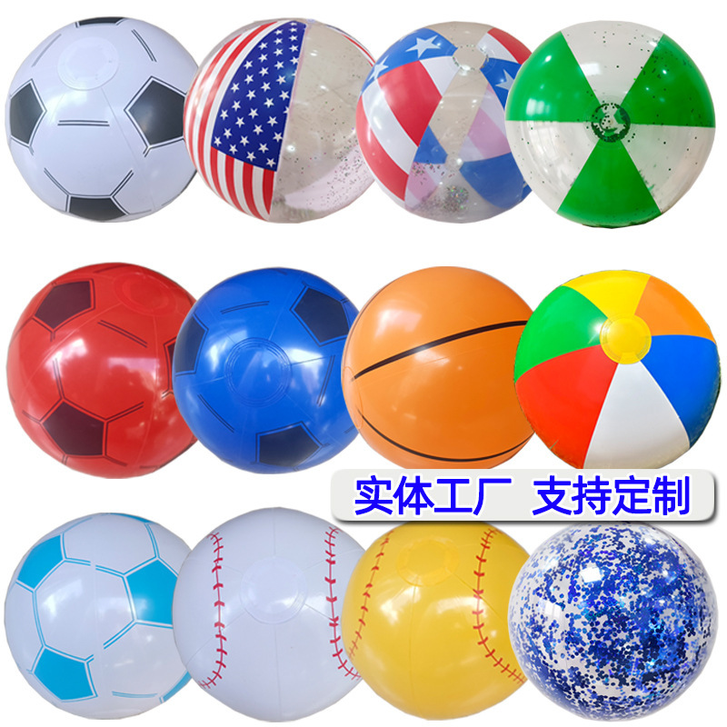 Cross-Border Hot-Selling Colorful Sequin Inflatable Ball Beach Six-Color Ball Pvc Beach Sequin Ball Football in Stock Wholesale