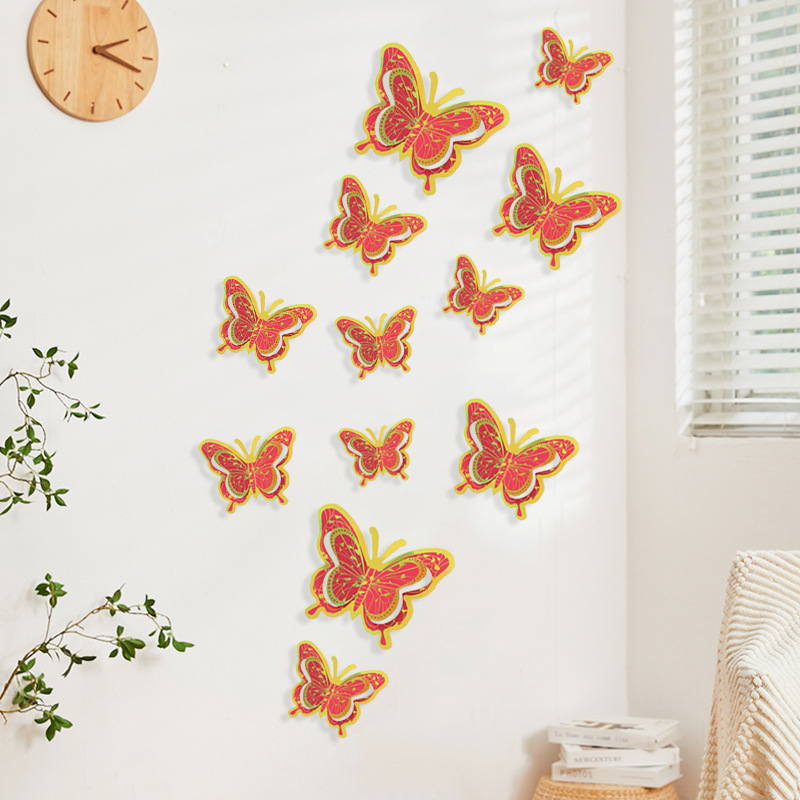 Stickers muraux 3d papillon doré décoration adhésive maison_voghion.com