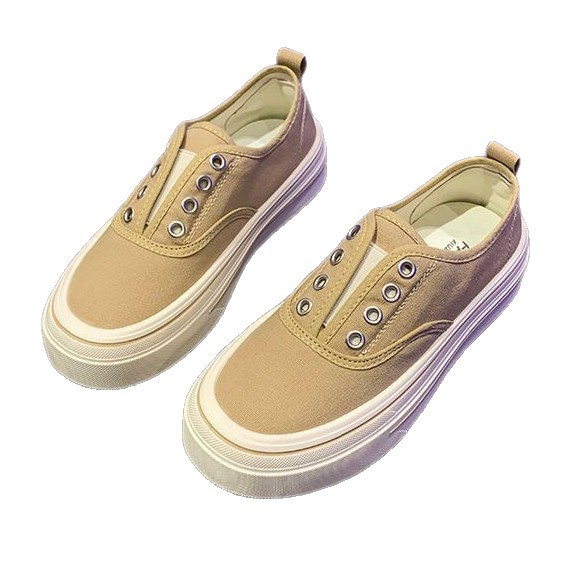 Zapatos de lona elásticos con base gruesa 2026 nuevo verano transpirable y casuales zapatos de skate blancos ligeros