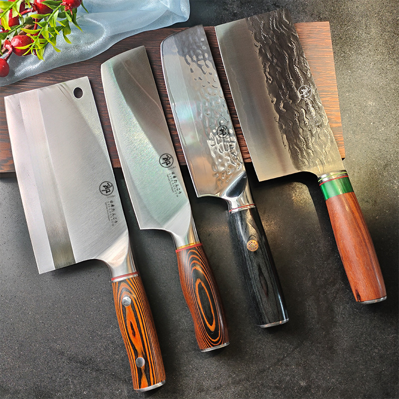 Sanhe steel forged kitchen knife women's fish head knife set colored wood meat cutting kitchen knife sharp kitchen household high-end knife