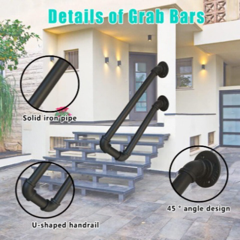Outdoor railing safety handrail suitable for outdoor garage entrance step handle wall-mounted handrail tubular garage