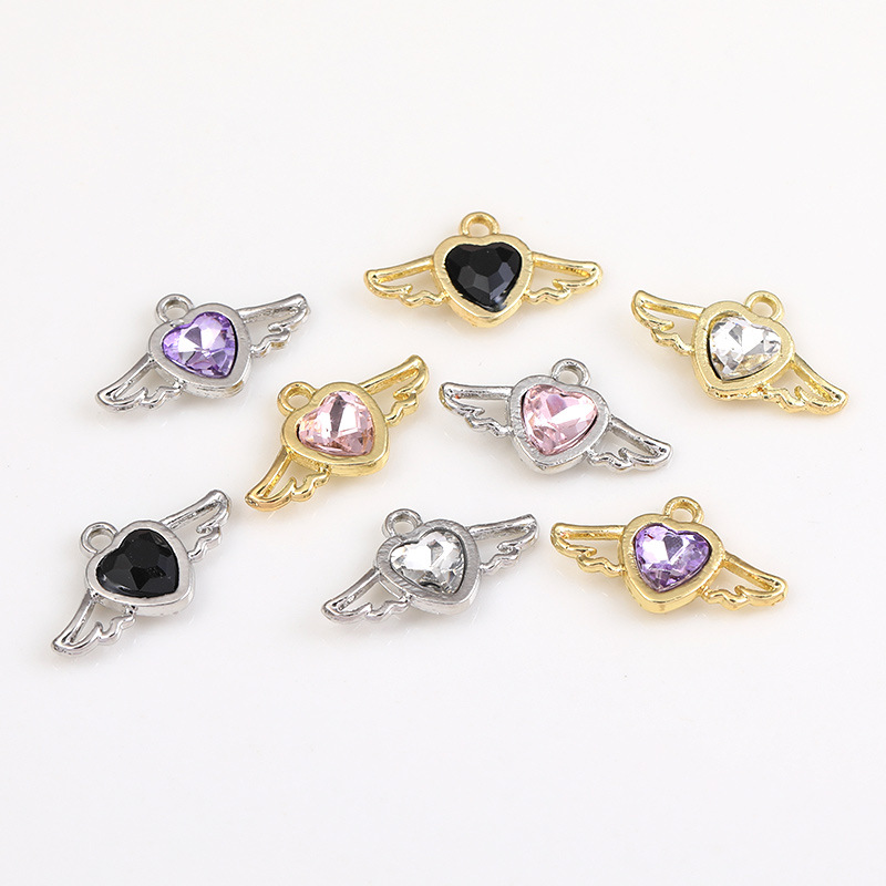 1 Piece Sweet Simple Style Heart Shape Wings Alloy Plating Inlay Pendant Jewelry Accessories display picture 4