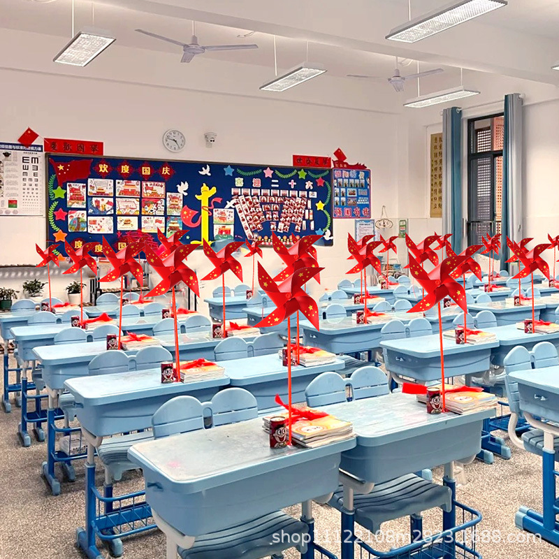 国庆节氛围布置红旗五星风车商场幼儿园班级教室桌面摆件场景装饰|undefined