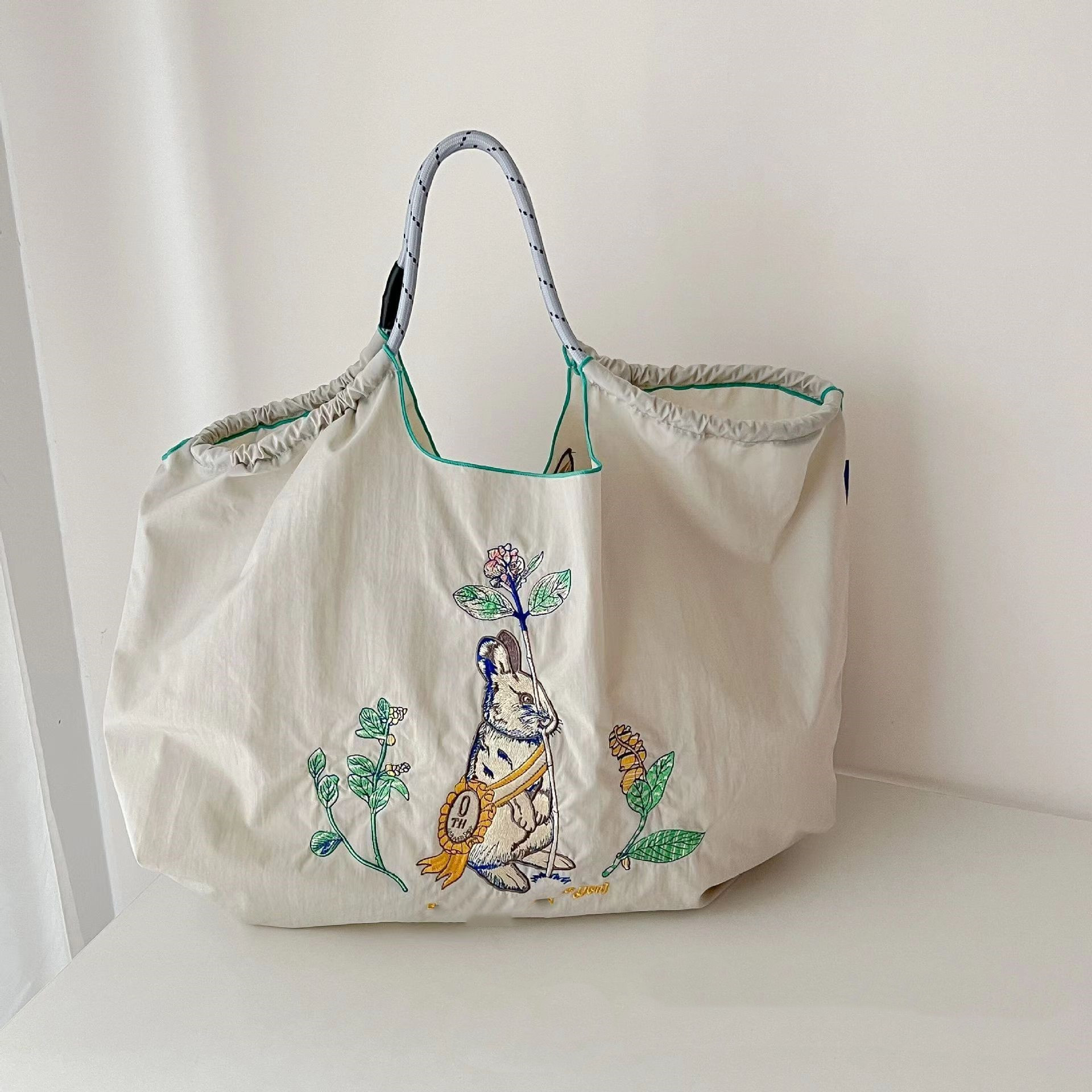 Bolsa de compras impermeable bordada, bolso de nailon, bolso de lona, bolso de tela informal, bolso de mujer, bolso de hombro de gran capacidad, ultraligero image 11