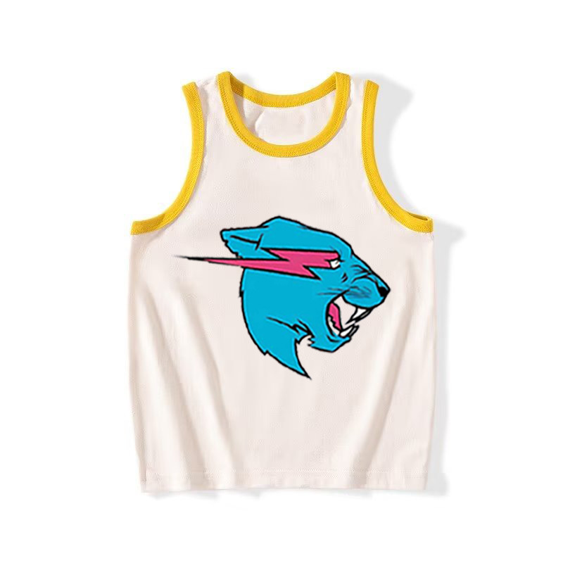 Mr Beast Lightning Cat 熱銷新品童裝中大童無袖背心卡通印花夏