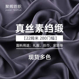 桑蚕丝面料 重磅天然桑蚕丝素绉缎22姆米280CM门幅冰丝真丝面料
