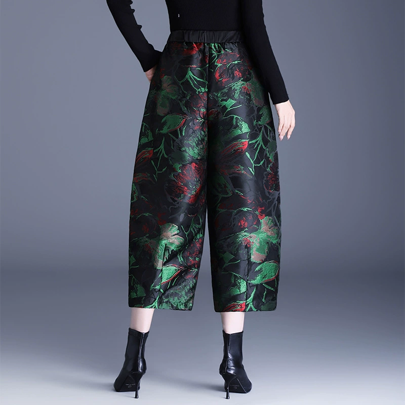 Winter three dimensional quilted keep warm trousers, loose fit