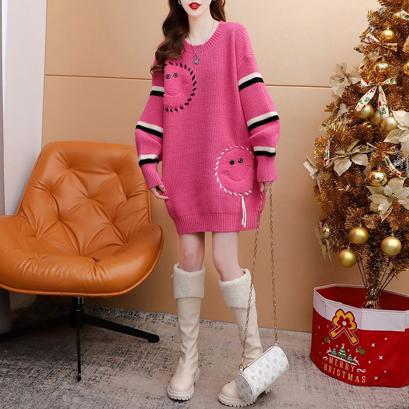 Large size fat mm200 kg design sense pullover sweater women's long Net red ins super hot autumn and winter 2022 New