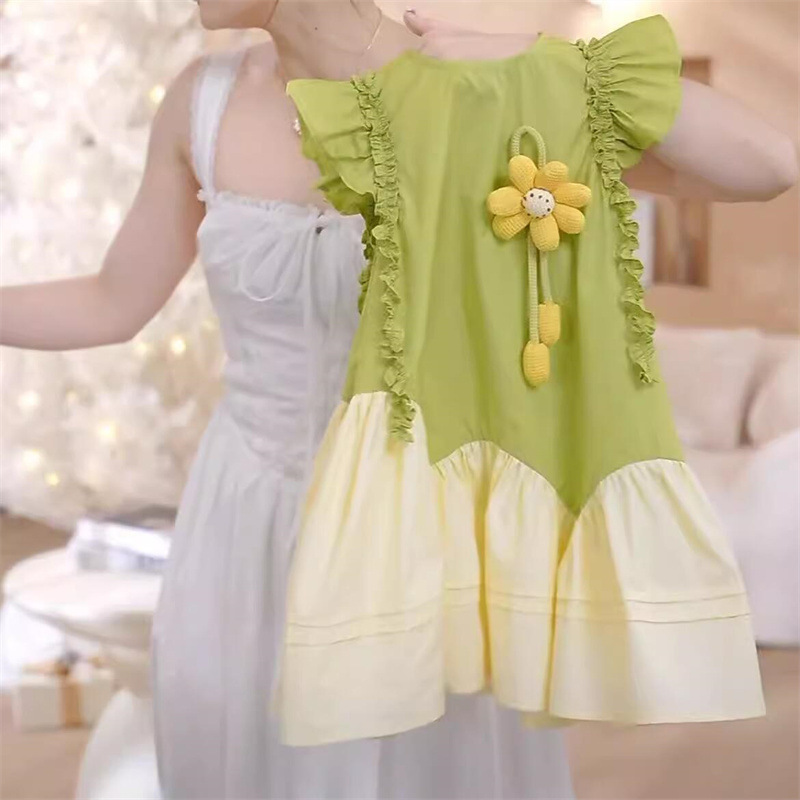 Xianning siete niñas vestido sin mangas verano nuevo estilo estilo occidental vestido de princesa para niños vestido de un año vestido de chaleco de verano
