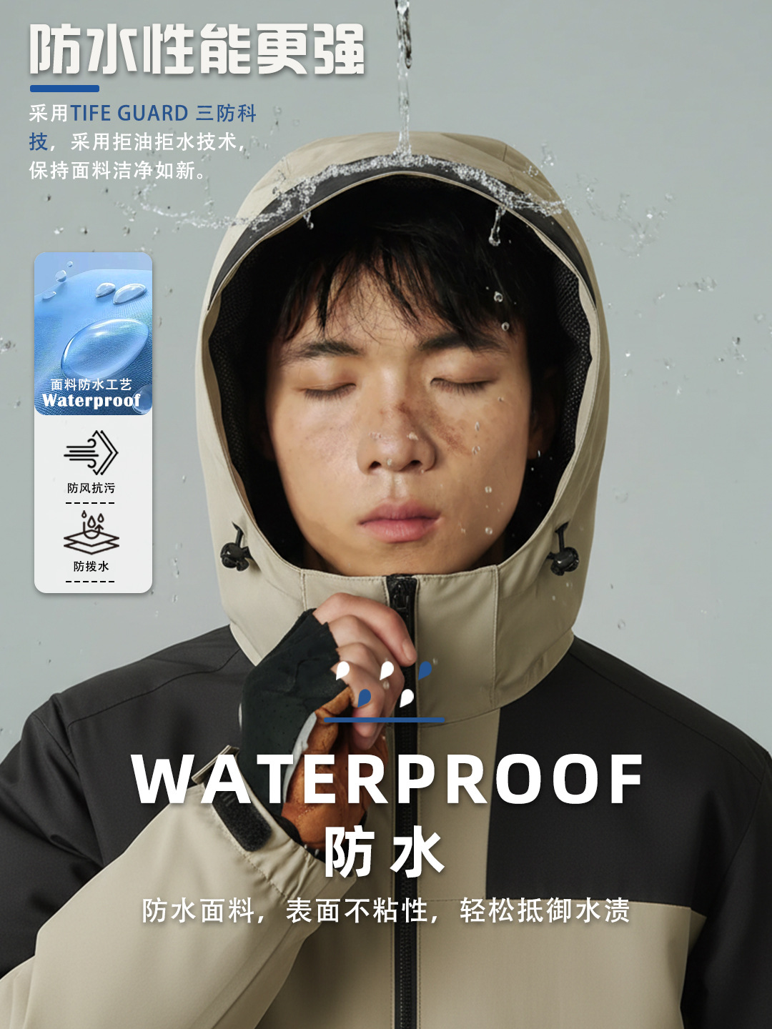 Personalizada ropa de asalto de una sola capa de otoño y invierno engrosado dos piezas conjunto de ropa de trabajo estampado bordado pintado herramientas impermeables a prueba de viento