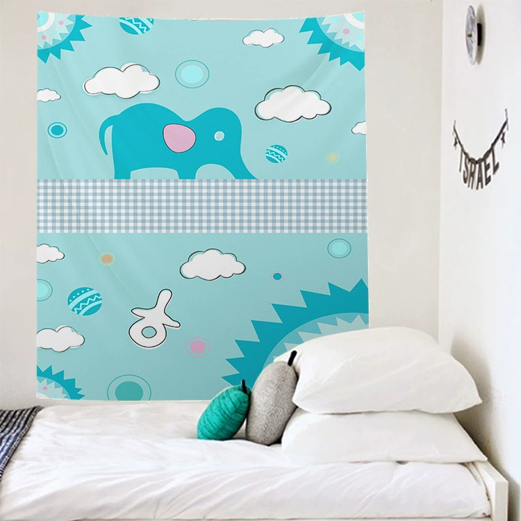 2 дня волосы широкие большая дверь мультфильм слон Инс фон декоративная ткань украшение дома роспись гобелен