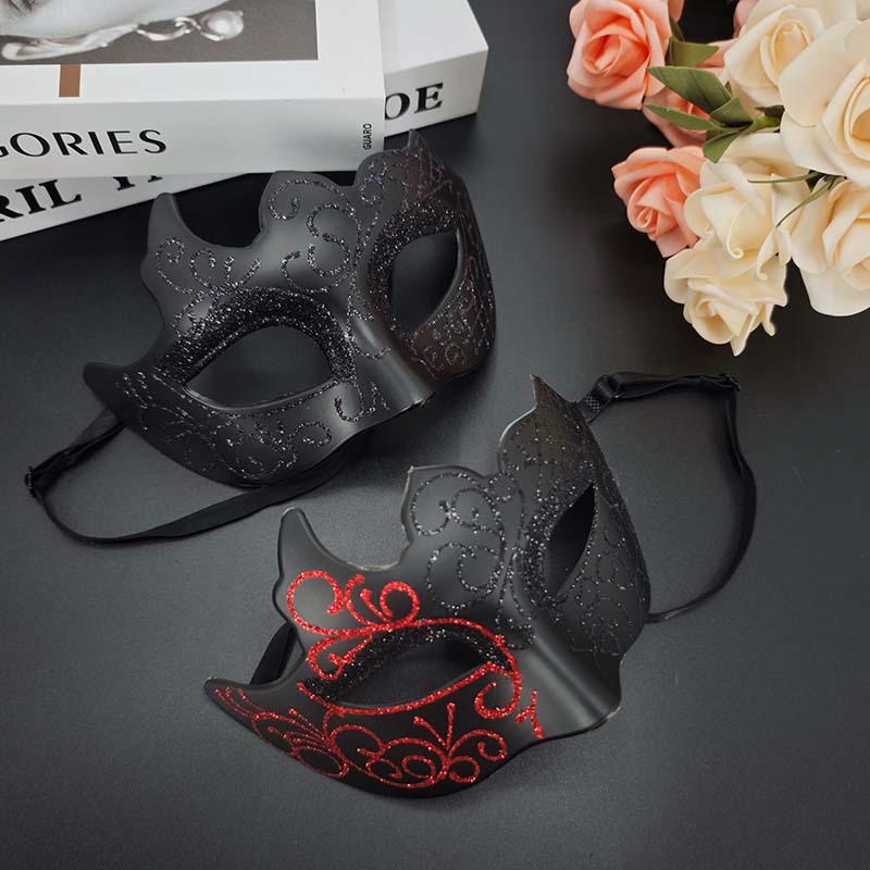 Máscara de zorro hueco transfronteriza polvo polvo máscara multiángulo máscara de mitad de cara máscara de Halloween carnaval máscara de baile